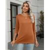 Zeagoo Women Tops 3 Pack 3/4 Sleeve Crewneck Cute Basics Tees Casual Fashion Summer Spring T Shirts Business Work Tee Top(Black-red-orange)
