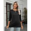 Zeagoo Women Tops 3 Pack 3/4 Sleeve Crewneck Cute Basics Tees Casual Fashion Summer Spring T Shirts Business Work Tee Top(Black-white-blue)