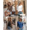 Zeagoo Women Tops 3 Pack 3/4 Sleeve Crewneck Cute Basics Tees Casual Fashion Summer Spring T Shirts Business Work Tee Top(Black-white-blue)