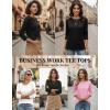 Zeagoo Women Tops 3 Pack 3/4 Sleeve Crewneck Cute Basics Tees Casual Fashion Summer Spring T Shirts Business Work Tee Top(Black-white-pink)