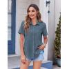 Zeagoo Womens Button Down Shirt Bust Pocket Short Sleeve Blouses Business Casual Work Tops Summer Outfits(Dark Denim Blue)