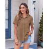 Zeagoo Womens Button Down Shirt Bust Pocket Short Sleeve Blouses Business Casual Work Tops Summer Outfits(Tan)