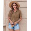 Zeagoo Womens Button Down Shirt Bust Pocket Short Sleeve Blouses Business Casual Work Tops Summer Outfits(Tan)