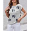 Zeagoo Womens Sweater Vest Fall 2026 Loose Fit Cape Sleeve Knit Ribbed Tank Tops with Front Pocket(Black Flower)