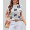 Zeagoo Womens Sweater Vest Fall 2026 Loose Fit Cape Sleeve Knit Ribbed Tank Tops with Front Pocket(Black Flower)