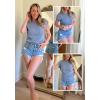 Zeagoo Womens Sweater Vest Fall 2026 Loose Fit Cape Sleeve Knit Ribbed Tank Tops with Front Pocket(Clear Blue)