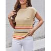 Zeagoo Womens Sweater Vest Fall 2026 Loose Fit Cape Sleeve Knit Ribbed Tank Tops with Front Pocket(Multicolord Stripe)