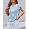 Zeagoo Womens Sweater Vest Fall 2026 Loose Fit Cape Sleeve Knit Ribbed Tank Tops with Front Pocket(White Flower)