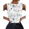 Zeagoo Spring Tops for Women Floral Tank Tops High Neck Casual Basic Textured Sleeveless Shirts
