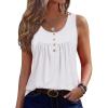 Zeagoo Tank Top for Women 2026 Summer Loose Fit Sleeveless Pleated Flowy Floral Tunic Dressy Blouse(White)