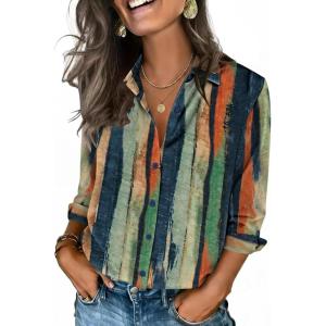 Zeagoo Button Down Shirts for Women 3/4 Sleeve Tops V Neck Collared Blouses Business Casual Outfits(Cx289)