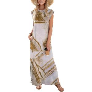 Zeagoo Summer Dresses for Women 2026 Long Maxi Sundresses Loose Split Wrinkle-Free Beach Travel Vacation Clothes(Cx264)