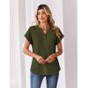 Zeagoo Women Tops Summer Short Sleeve T Shirts V Neck Dressy Casual Work Blouses Fashion Boho Clothes S-3XL(Army Green)