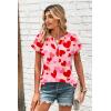 Zeagoo Women Tops Summer Short Sleeve T Shirts V Neck Dressy Casual Work Blouses Fashion Boho Clothes S-3XL(Ax22-pink Love)
