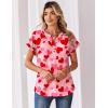 Zeagoo Women Tops Summer Short Sleeve T Shirts V Neck Dressy Casual Work Blouses Fashion Boho Clothes S-3XL(Ax22-pink Love)