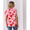 Zeagoo Women Tops Summer Short Sleeve T Shirts V Neck Dressy Casual Work Blouses Fashion Boho Clothes S-3XL(Ax22-pink Love)