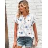 Zeagoo Women Tops Summer Short Sleeve T Shirts V Neck Dressy Casual Work Blouses Fashion Boho Clothes S-3XL(Bf290-white Flowers)