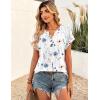 Zeagoo Women Tops Summer Short Sleeve T Shirts V Neck Dressy Casual Work Blouses Fashion Boho Clothes S-3XL(Bf290-white Flowers)
