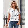 Zeagoo Women Tops Summer Short Sleeve T Shirts V Neck Dressy Casual Work Blouses Fashion Boho Clothes S-3XL(Bf290-white Flowers)