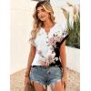 Zeagoo Women Tops Summer Short Sleeve T Shirts V Neck Dressy Casual Work Blouses Fashion Boho Clothes S-3XL(Bf347-flower)