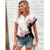 Zeagoo Women Tops Summer Short Sleeve T Shirts V Neck Dressy Casual Work Blouses Fashion Boho Clothes S-3XL(Bf347-flower)