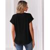 Zeagoo Women Tops Summer Short Sleeve T Shirts V Neck Dressy Casual Work Blouses Fashion Boho Clothes S-3XL(Black)