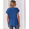 Zeagoo Women Tops Summer Short Sleeve T Shirts V Neck Dressy Casual Work Blouses Fashion Boho Clothes S-3XL(Cx319-blue)