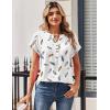 Zeagoo Women Tops Summer Short Sleeve T Shirts V Neck Dressy Casual Work Blouses Fashion Boho Clothes S-3XL(Dw170-feather)