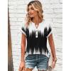 Zeagoo Women Tops Summer Short Sleeve T Shirts V Neck Dressy Casual Work Blouses Fashion Boho Clothes S-3XL(Jb204-black White)