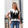 Zeagoo Women Tops Summer Short Sleeve T Shirts V Neck Dressy Casual Work Blouses Fashion Boho Clothes S-3XL(Jb204-black White)