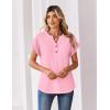 Zeagoo Women Tops Summer Short Sleeve T Shirts V Neck Dressy Casual Work Blouses Fashion Boho Clothes S-3XL(Light Pink)