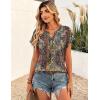 Zeagoo Women Tops Summer Short Sleeve T Shirts V Neck Dressy Casual Work Blouses Fashion Boho Clothes S-3XL(Mz721-multicolored)