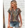 Zeagoo Women Tops Summer Short Sleeve T Shirts V Neck Dressy Casual Work Blouses Fashion Boho Clothes S-3XL(Mz721-multicolored)