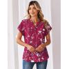 Zeagoo Women Tops Summer Short Sleeve T Shirts V Neck Dressy Casual Work Blouses Fashion Boho Clothes S-3XL(Sf243-rose Red)
