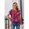 Zeagoo Women Tops Summer Short Sleeve T Shirts V Neck Dressy Casual Work Blouses Fashion Boho Clothes S-3XL(Sf243-rose Red)