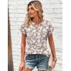 Zeagoo Women Tops Summer Short Sleeve T Shirts V Neck Dressy Casual Work Blouses Fashion Boho Clothes S-3XL(Sf295-beige)