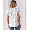 Zeagoo Women Tops Summer Short Sleeve T Shirts V Neck Dressy Casual Work Blouses Fashion Boho Clothes S-3XL(Sp106-leaves)