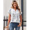 Zeagoo Women Tops Summer Short Sleeve T Shirts V Neck Dressy Casual Work Blouses Fashion Boho Clothes S-3XL(Sp106-leaves)