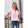 Zeagoo Women Tops Summer Short Sleeve T Shirts V Neck Dressy Casual Work Blouses Fashion Boho Clothes S-3XL(Tz300-pink)