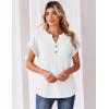 Zeagoo Women Tops Summer Short Sleeve T Shirts V Neck Dressy Casual Work Blouses Fashion Boho Clothes S-3XL(White)