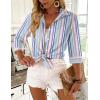 Zeagoo Button Down Shirts for Women 3/4 Sleeve Tops V Neck Collared Blouses Business Casual Outfits(Tz267)