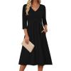 Zeagoo Summer Dresses for Women 2026 3/4 Sleeve Women’s Dress Casual Midi Tshirt Dresses with Pockets Semi-Formal Sundress(01 Solid Black)