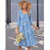 Zeagoo Summer Dresses for Women 2026 3/4 Sleeve Women’s Dress Casual Midi Tshirt Dresses with Pockets Semi-Formal Sundress(Blue Floral Xh41)