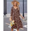 Zeagoo Summer Dresses for Women 2026 3/4 Sleeve Women’s Dress Casual Midi Tshirt Dresses with Pockets Semi-Formal Sundress(Coffee Floral)