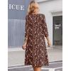 Zeagoo Summer Dresses for Women 2026 3/4 Sleeve Women’s Dress Casual Midi Tshirt Dresses with Pockets Semi-Formal Sundress(Coffee Floral)