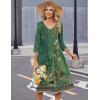 Zeagoo Summer Dresses for Women 2026 3/4 Sleeve Women’s Dress Casual Midi Tshirt Dresses with Pockets Semi-Formal Sundress(Green Floral)