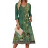 Zeagoo Summer Dresses for Women 2026 3/4 Sleeve Women’s Dress Casual Midi Tshirt Dresses with Pockets Semi-Formal Sundress(Green Floral)