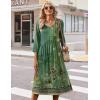 Zeagoo Summer Dresses for Women 2026 3/4 Sleeve Women’s Dress Casual Midi Tshirt Dresses with Pockets Semi-Formal Sundress(Green Floral)