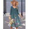 Zeagoo Summer Dresses for Women 2026 3/4 Sleeve Women’s Dress Casual Midi Tshirt Dresses with Pockets Semi-Formal Sundress(Green Grey)