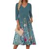 Zeagoo Summer Dresses for Women 2026 3/4 Sleeve Women’s Dress Casual Midi Tshirt Dresses with Pockets Semi-Formal Sundress(Green Grey)